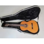 Classical guitar in plastic gig case