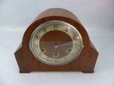 Mahogany dome topped mantle clock by HMB