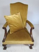 Antique Gainsborough Library Armchair in the George III style upholstered in eau de nil velvet