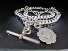 Hallmarked silver Albert with pendant attached. Approx weight - 74.5g