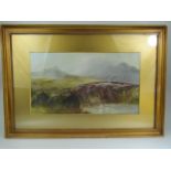 20th Century Watercolour by V Shapland depicting Dartmoor.