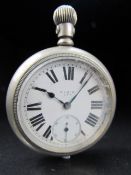 An Elgin USA white metal pocket watch with enamelled face.