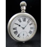 An Elgin USA white metal pocket watch with enamelled face.
