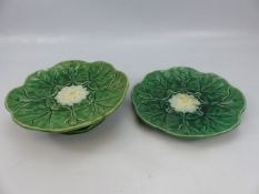 Two Majolica leaf plates