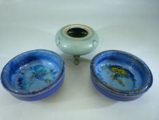 Chinese small Censor, along with two small oriental style bowls