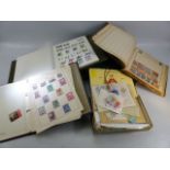 Selection of Stamp albums - 1 empty. Albums containing loose stamps from around the World and UK.