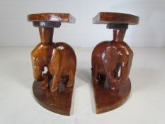 Pair of hardwood elephant side tables