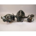 Lotus Pottery - Pottery Bull and one smaller - both designed by Elizabeth Skipworth 1970's, along