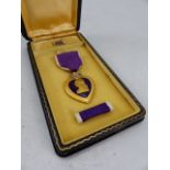 Medal: American Purple Heart medal in original box with bar and inscribed to reverse "FOR MILITARY