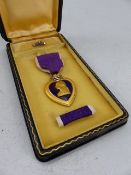 Medal: American Purple Heart medal in original box with bar and inscribed to reverse "FOR MILITARY