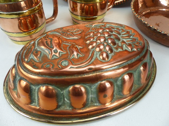 Antique copper to include an Antique Blancmange mould and tray etc - Image 2 of 6