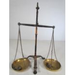 Antique wrought iron and brass weighing scales