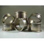 Six various hallmarked silver napkin rings total approx weight - 110.8g