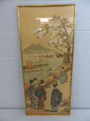 Large oriental framed silk