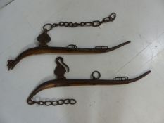 Victorian pair of wooden and chain metal horse hames.