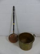Copper bed pan and a brass jam pan