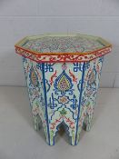 Moroccan painted hexagonal table