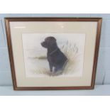 J Rowley, Study of black labrador. Signed 410/750