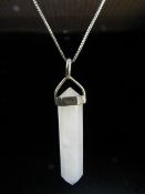 Hallmarked silver mounted Rose Quartz pendant on chain