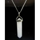 Hallmarked silver mounted Rose Quartz pendant on chain