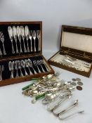 Canteen of cutlery and one other box, along with silverplate with a small amount of silver