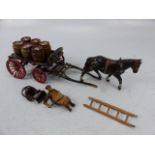 Britons lead model of a horse and cart with beer barrells