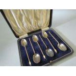 Set of six Silver Hallmarked Sheffied1927, maker Cooper Brothers & Sons Ltd, boxed spoons with