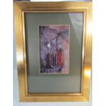 David Crane - Signed ltd edition print depicting hunting boots, jackets and a set of Stag Antlers.