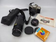 Pentax Automatic Camera along with Optimax Telescopic lense and Pentax wide angle lense