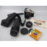 Pentax Automatic Camera along with Optimax Telescopic lense and Pentax wide angle lense