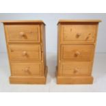 Pine pair of bedside chests of drawers
