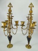 19th century Pair of French Candelabra with drop chain decoration