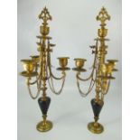 19th century Pair of French Candelabra with drop chain decoration