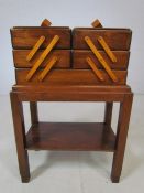 Mid century sewing box on stand