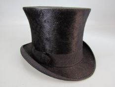 Gentlemans Vintage black top hat by Chas Fulker Ludgate Circus