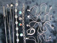 925 silver jewellery approx 10 necklaces.