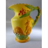 Rare Burleigh ware Kangaroo decorated jug designed by Harold Bennett no 4911. Crack to handle