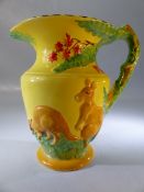 Rare Burleigh ware Kangaroo decorated jug designed by Harold Bennett no 4911. Crack to handle