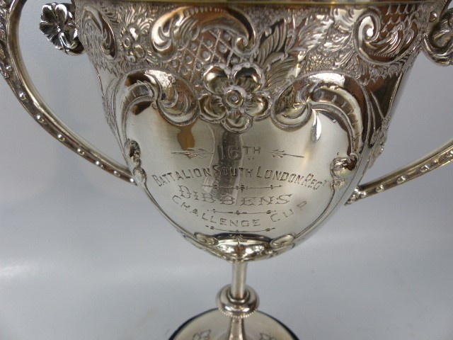 Silverplated Trophy of large form with cover and stand. Titled to Battalions South London RegT - Image 2 of 7