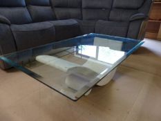 Composite modern coffee table with glass top