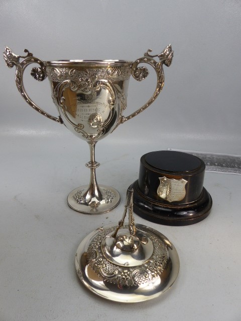 Silverplated Trophy of large form with cover and stand. Titled to Battalions South London RegT - Image 6 of 7