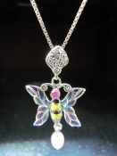 Silver Pliq-a-jour bug pendant necklace