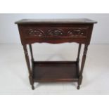 Oak Side table with carved drawer