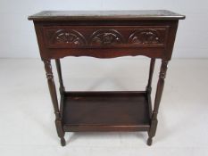 Oak Side table with carved drawer