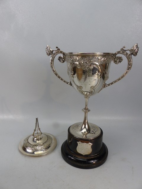 Silverplated Trophy of large form with cover and stand. Titled to Battalions South London RegT - Image 5 of 7