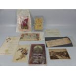 Selection of War Ephemera to inlclude telegrams, Celluloid card, and other pieces