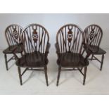 Set of four oak wheelback chairs