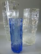 Three studio glass vases all in the Bark design