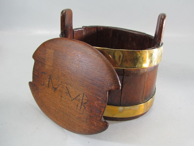 Early Maritime Interest - Early 19th Century Ration box. Made from planked oak and brass bands. With - Image 4 of 6