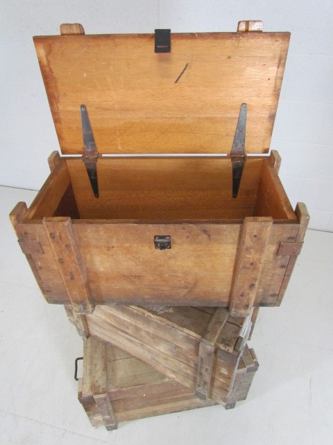 Three wooden ammunition boxes - Image 3 of 3